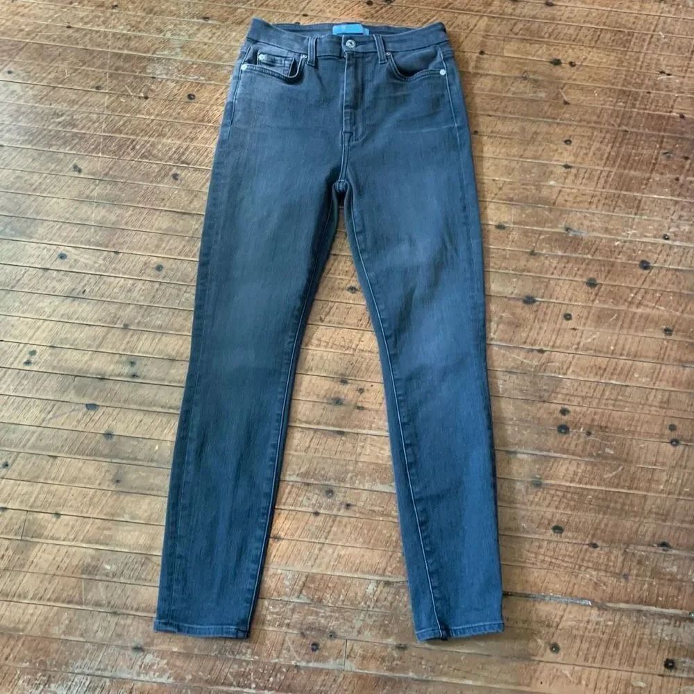 7 for All Mankind Bl(air) black 27 ankle skinny normcore jeans